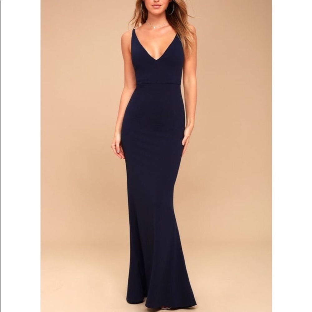 Navy Blue Sleeveless Maxi Dress